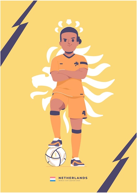 world cup series iconic netherlands football player poster design