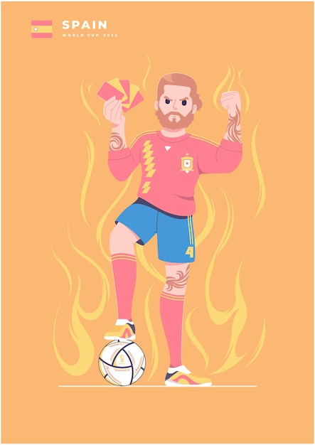 Design del poster del giocatore di football spagnolo iconico della serie della coppa del mondo