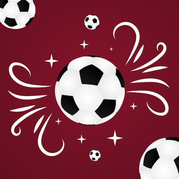 Vector world cup soccer football 2022 balls with stars decoration