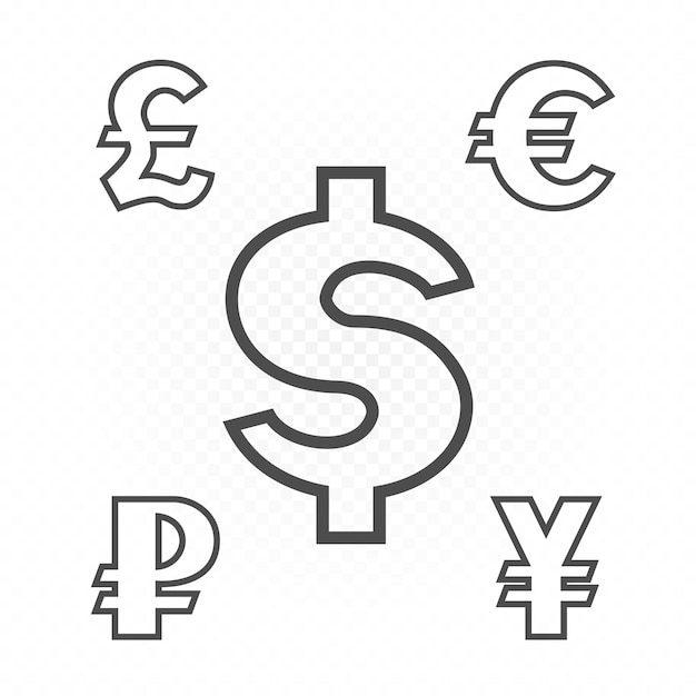 Vector world currency outline sign symbol