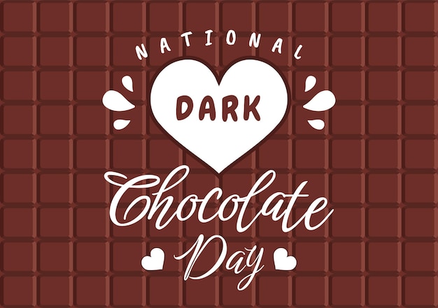 Giornata mondiale del cioccolato fondente il 1° febbraio per la felicità che il cioccolato porta nell'illustrazione piatta