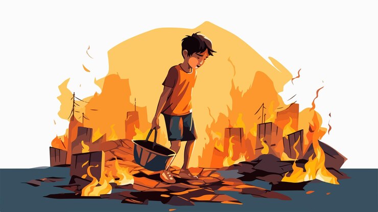 वेक्टर world day against child labor concept with child