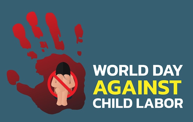 Vettore giornata mondiale contro il lavoro minorile: fermare il lavoro minorile nel mondo