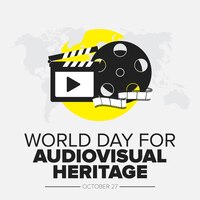 Вектор Плакат всемирного дня аудиовизуального наследия film camera roll дизайн поста в социальных сетях