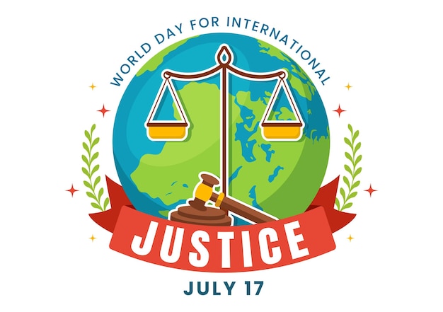 World Day for International Justice Vector Illustration with Scales or Judge Gavel in Templates