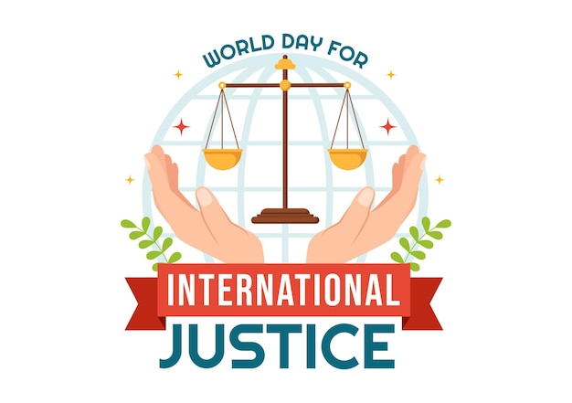 World Day for International Justice Vector Illustration with Scales or Judge Gavel in Templates