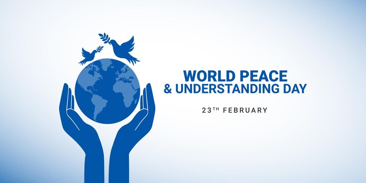 Vector world day of peace and understanding observed on 23 february the first rotary meeting