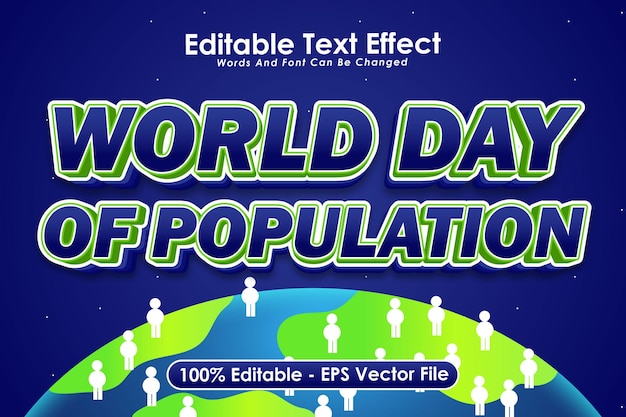 World Day Of Population Editable Text Effect 3 Dimension Emboss Modern Style