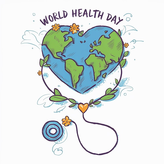 A world day poster with a heart that says world healthy