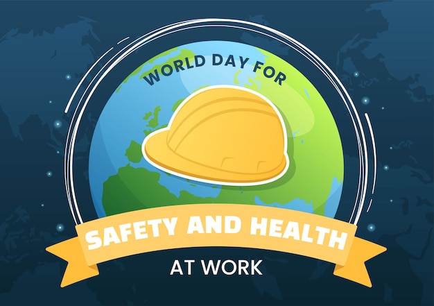 Vector world day of safety and health at work illustration with mechanic tool in hand drawn template