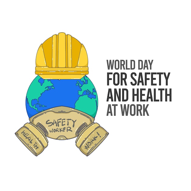 World day for safety and health at work vector background