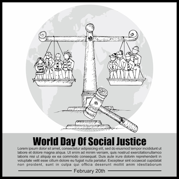 World Day Of Social Justice, February 20, Poster and Banner vector