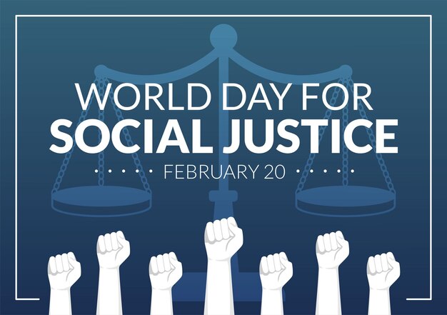 World Day of Social Justice on February 20 with Scales for a Just Relationship in Illustration