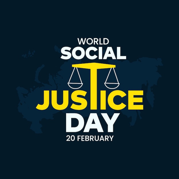 world day of social justice vector lettering design illustration with holding scales of justice. Jus