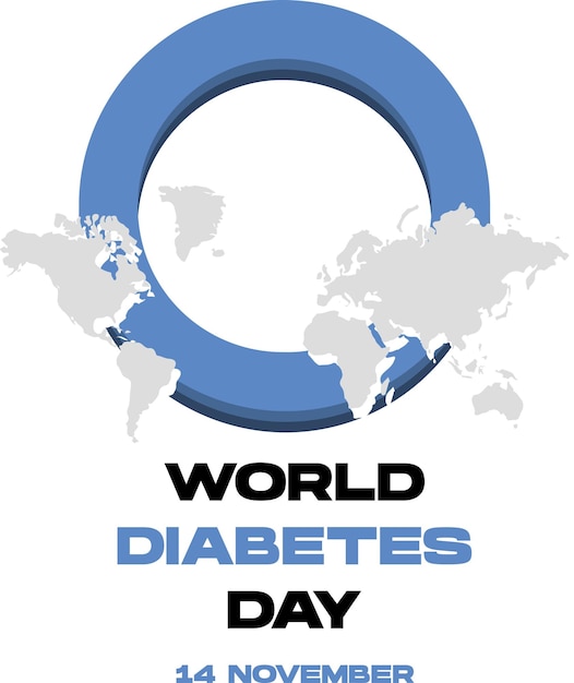 Всемирный день борьбы с диабетом 14 ноября векторная иллюстрация с кругом и картой мира для плаката