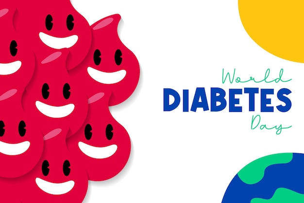 Illustrazione della bandiera di sensibilizzazione della giornata mondiale del diabete