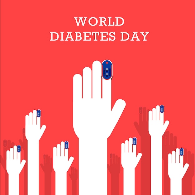 Vector world diabetes day awareness poster or banner background.