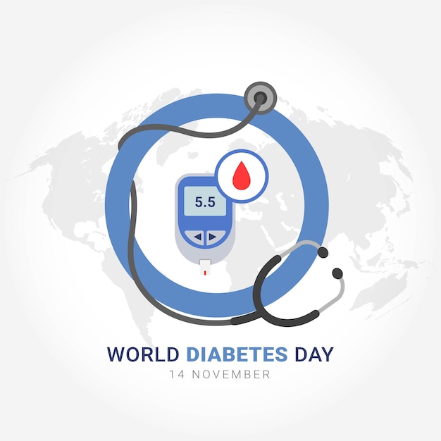 Celebrazione dell'insegna della giornata mondiale del diabete 14 novembre mese di sensibilizzazione