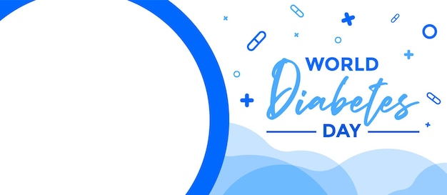 World diabetes day banner vector blue ribbon copy space