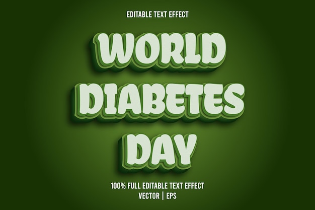 World diabetes day editable text effect comic style green color