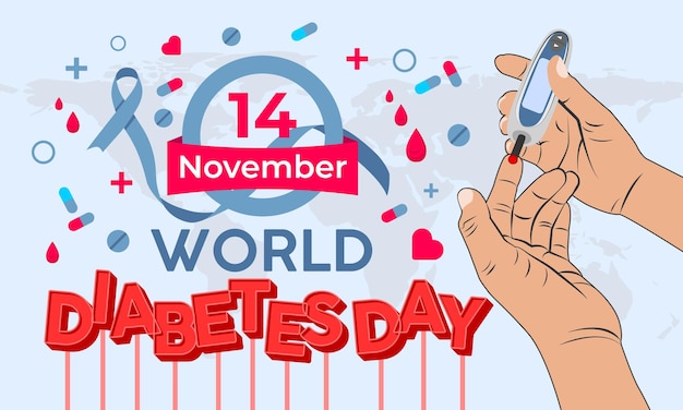 Vector world diabetes day editable text effect and vector