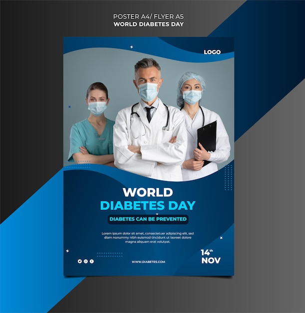 Vector world diabetes day flyer design