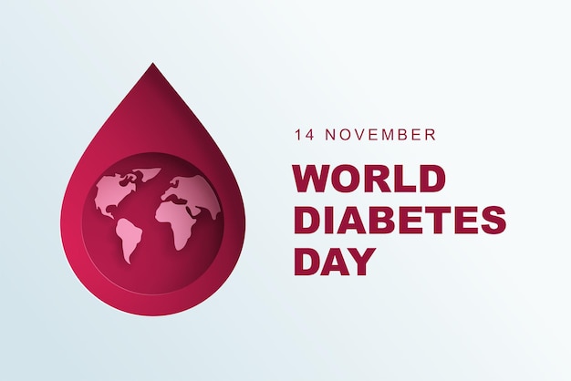 World Diabetes Day Illustration, A Drop of Blood and The World Inside, Papercut Effect Illustration