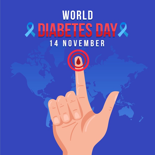 World diabetes day illustration with text