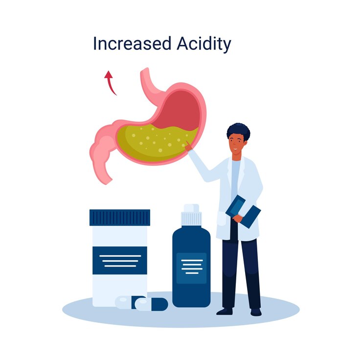 Vector world digestive health day, illustration stomach disease concept, increased acidity stomach