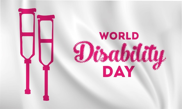 World Disability Day hand drawn with with crutches background. December 3 - world disability day gre