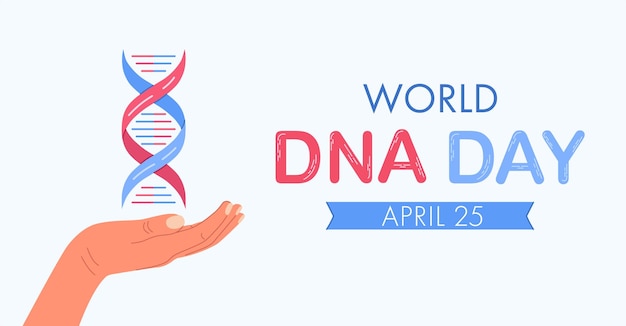 World DNA Day background April 25 Holiday poster illustration