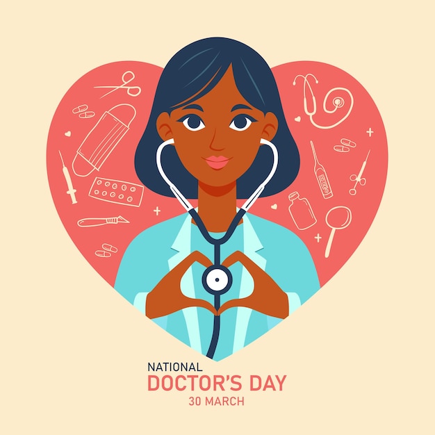 world doctors day vector illustration of a woman doctor with stethoscope
