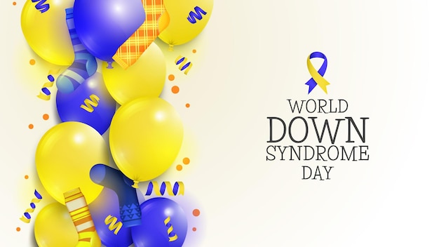 Vector world down syndrome day balloons and socks