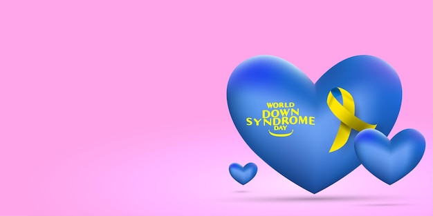 World down syndrome day with heart shape and ribbon symbol