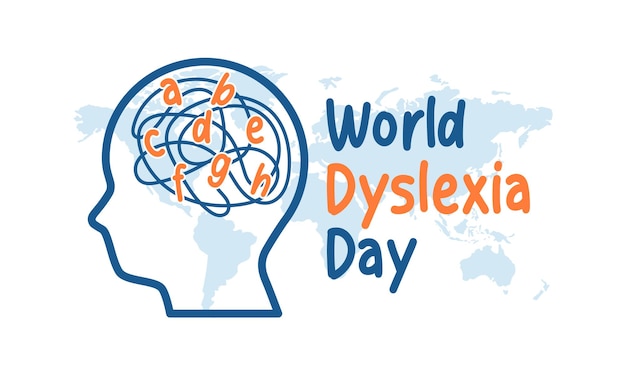 Vector world dyslexia day illustration minimalist linear style outline logo of dyslexia day