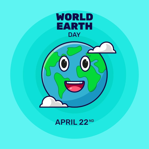 World earth day icon cartoon illustration isolated object