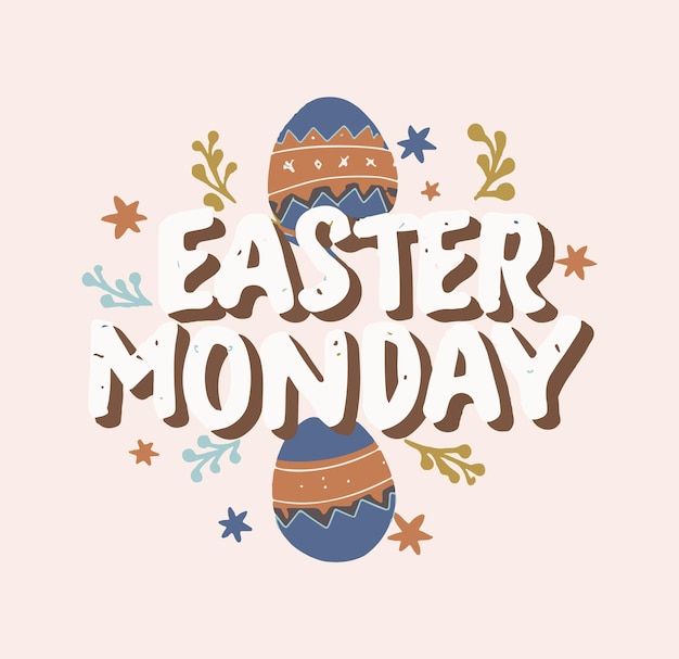 World Easter Monday Font Style vector illustration