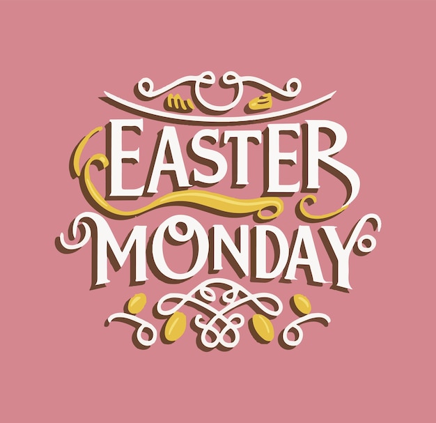 World Easter Monday Font Style vector illustration