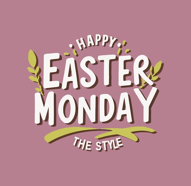 World easter monday font style vector illustration