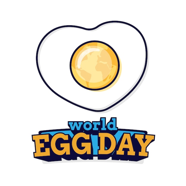 Vector world egg day concept heart scrambled eggs cartoon