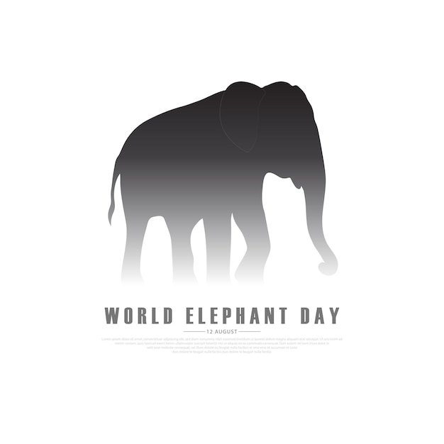 Vector world elephant day. design with elephant silhouette, promoting awareness, support and conservation.