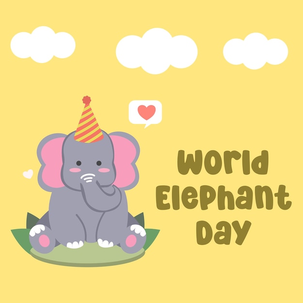 Vector world elephant day vector design for flat illustration design flyer banner template poster