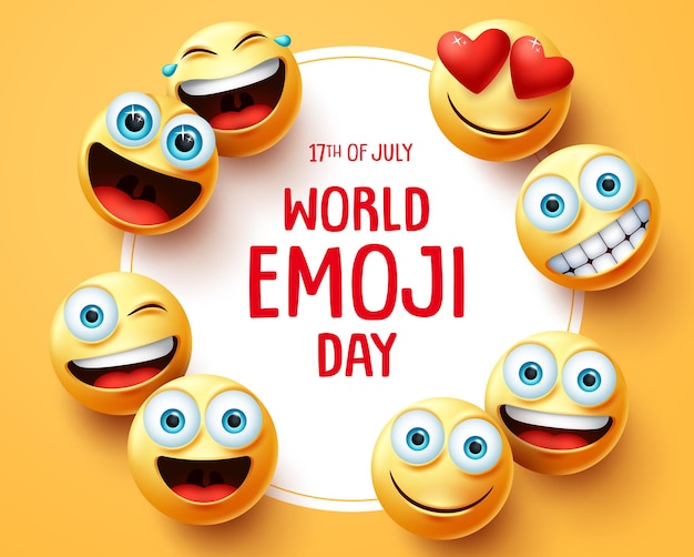 World emoji day vector background template.