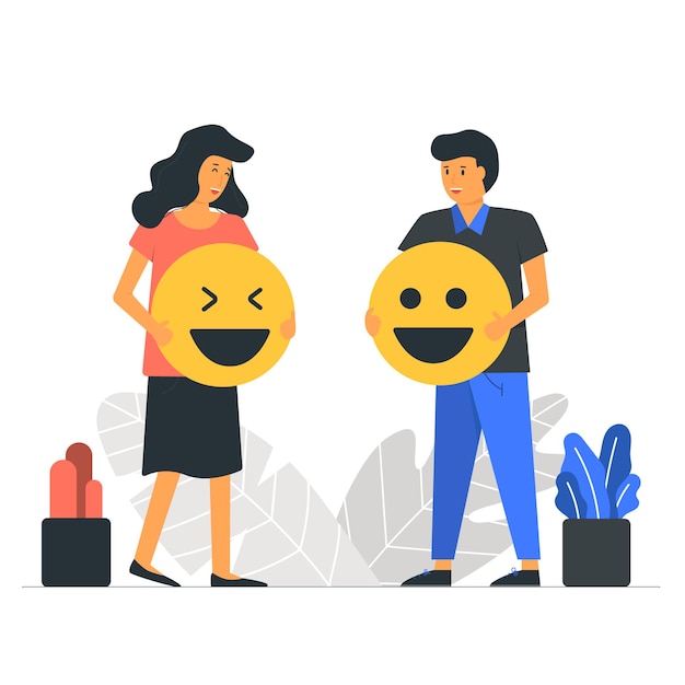 Vector world emoji day with couple illustration