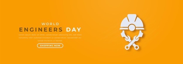Всемирный день инженеров Стиль вырезания бумаги Векторный дизайн Иллюстрация для фоновой плакаты Баннерные объявления