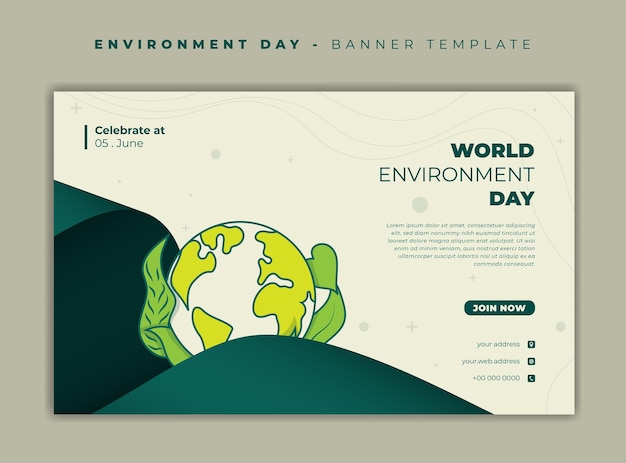 World environment day background template with cartoon line art of earth design