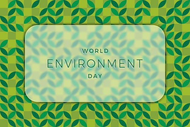 World Environment Day banner design layout with blurred glass element and geometric pattern