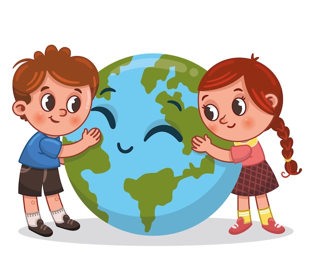 Clipart della giornata mondiale dell'ambiente con l'illustrazione di vettore dei bambini