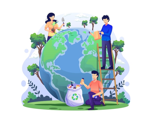 World Environment Day concept Flat style vector illustration