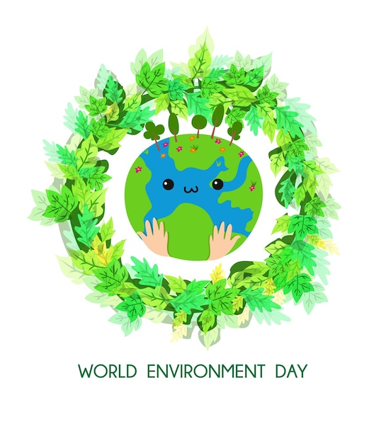 Vector world environment day concept green earth of eco friendly city save the earth concept renewable